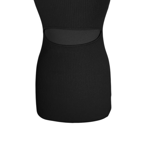 Wilfred Aritzia Womens Mini Dress Black Ribbed Knit Stretch Sleeveless Bodycon S - Picture 6 of 8
